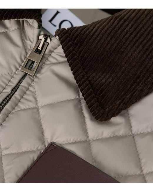 Loewe Gray Corduroy-Collar Quilted Jacket