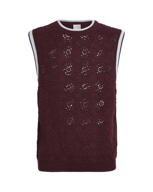 Drole de Monsieur Purple Crochet Sweater Vest for men