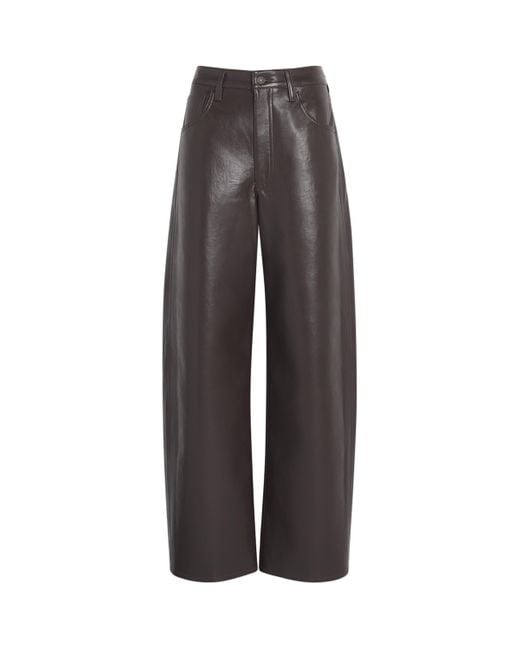 Citizens of Humanity Gray Leather-Blend Ayla Baggy Jeans