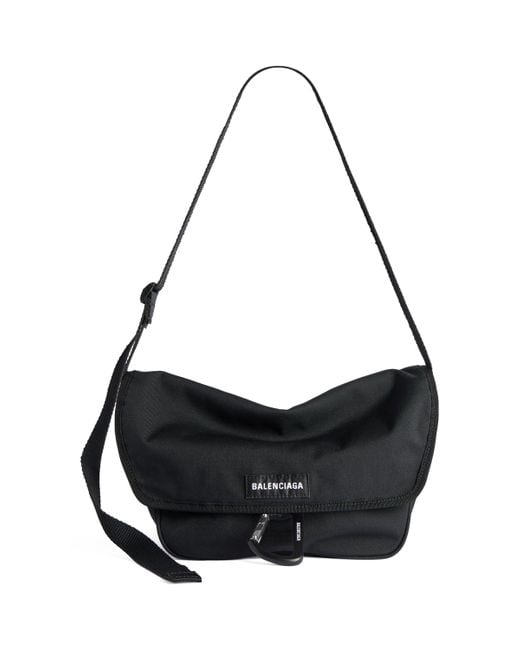 Balenciaga Black Explorer Flap Messenger Bag for men