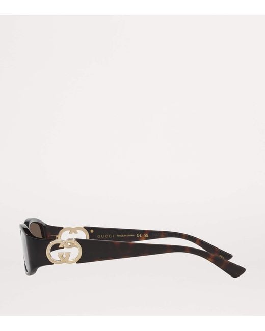 Gucci Brown Slim Rectangular Sunglasses