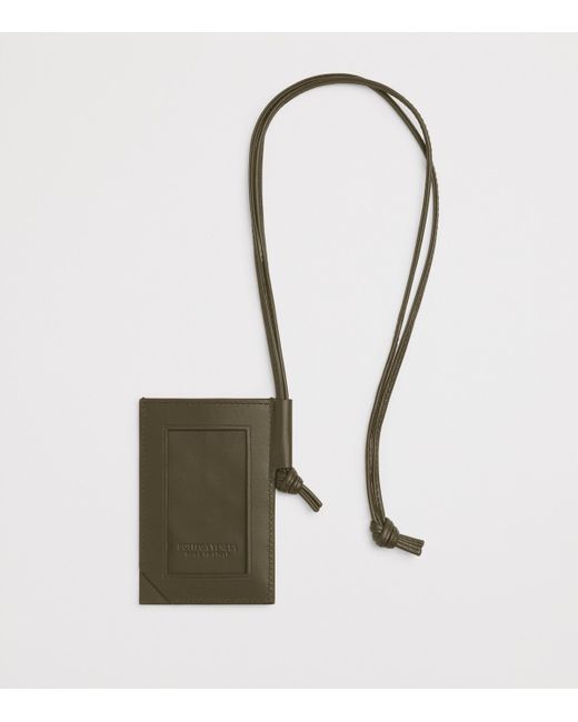 Bottega Veneta Green Leather Intrecciato Badge Holder for men