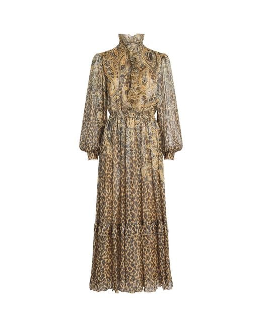 Etro Natural Silk-Blend Leopard Midi Dress