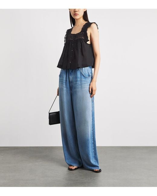 Citizens of Humanity Black Ramie Mia Embroidered Blouse