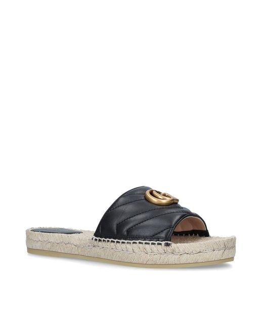 Gucci Leather Pilar Espadrille Sandals in Black - Save 23% - Lyst
