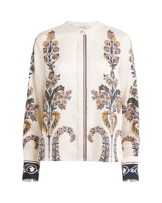 Veronica Beard Natural Twill Hoku Floral Print Blouse