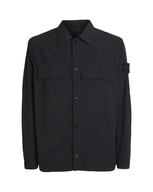 Stone Island Black Nylon Tela Overshirt for men