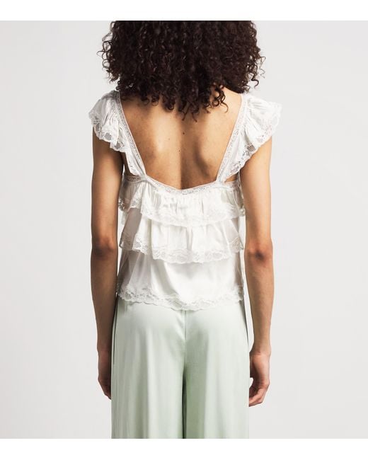 Alice + Olivia White Tiered Sylvie Blouse