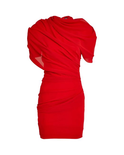 Jacquemus Red Draped Castagna Mini Dress