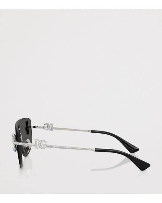Dolce & Gabbana Gray Crystal-Embellished Visor Sunglasses