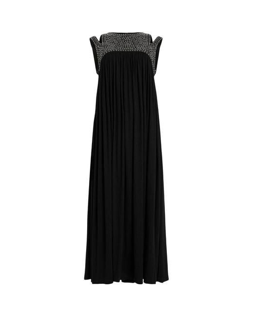 AllSaints Black Embellished Arizona Maxi Dress