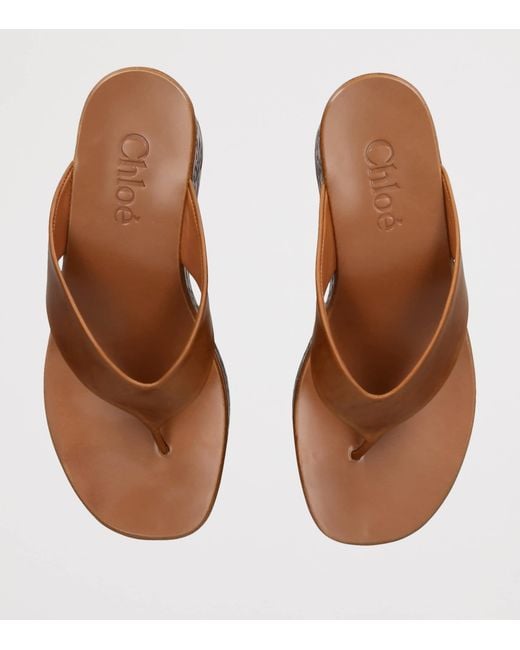 Chloé Brown Leather Maxime Wedge Sandals 80