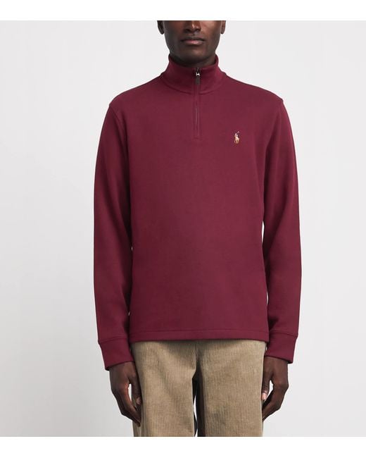 Polo Ralph Lauren Red Estate-Rib Quarter-Zip Sweater for men