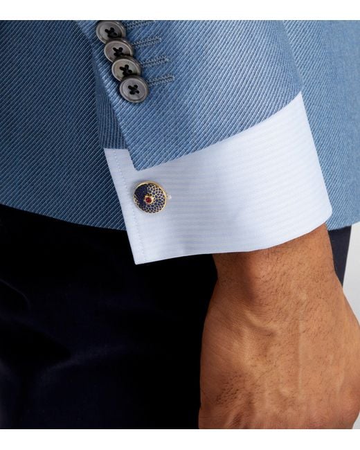 Deakin & Francis Blue And Ruby Patterned Cufflinks for men