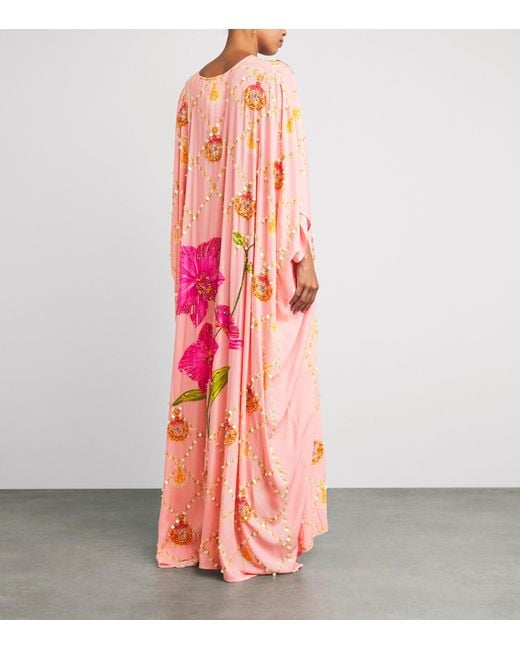 VERANDAH Pink Embellished Orchard Kaftan Maxi Dress