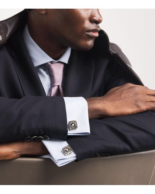 Tateossian Black Metal Quadrato Gear Cufflinks for men
