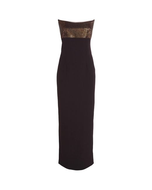 Roland Mouret Purple Diamante-Embellished Off-The-Shoulder Gown
