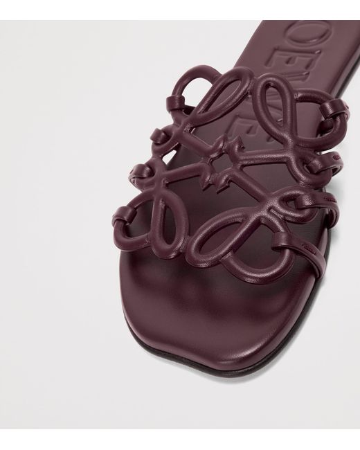 Loewe Red Leather Petal Anagram Sandals