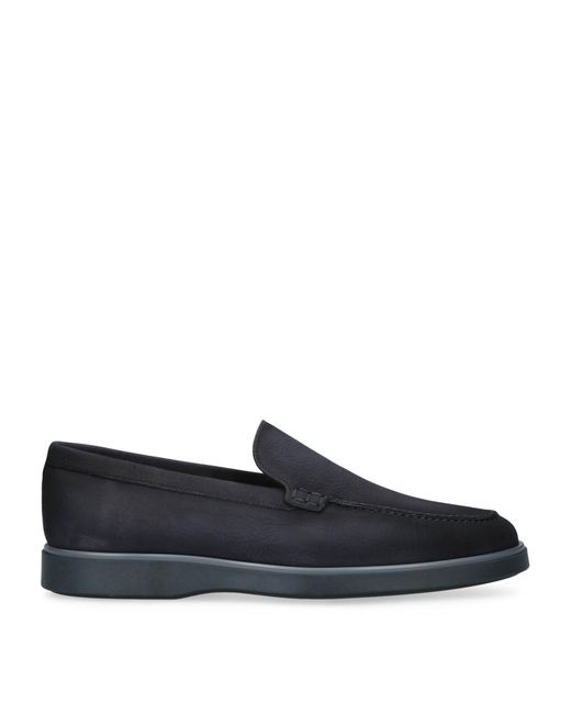 Magnanni Shoes Black Nubuck Leather Paraiso Loafers for men