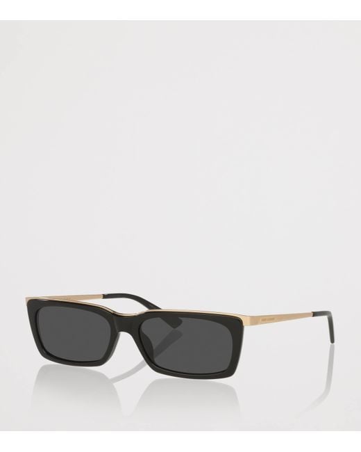 Saint Laurent Gray Acetate Rectangle Sunglasses
