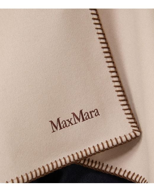 Max Mara Natural Virgin Wool Logo Cape And Belt