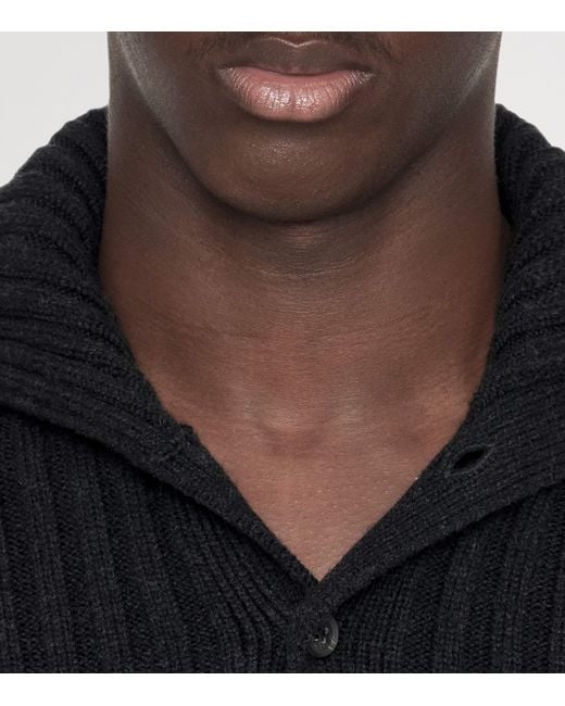 AllSaints Black Merino Wool Funnel Neck Liev Sweater for men