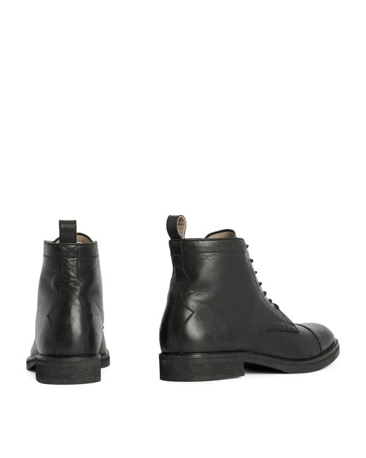 AllSaints Black Leather Drago Boots for men