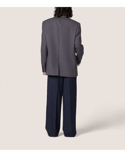 Miu Miu Blue Fleece Wool Pinstripe Trousers