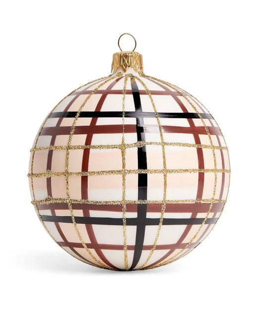 Harrods Metallic Glass Tartan Bauble