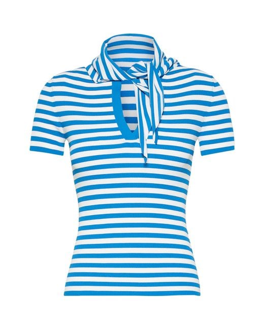 Max Mara Blue Scarf-Detail Stripe T-Shirt