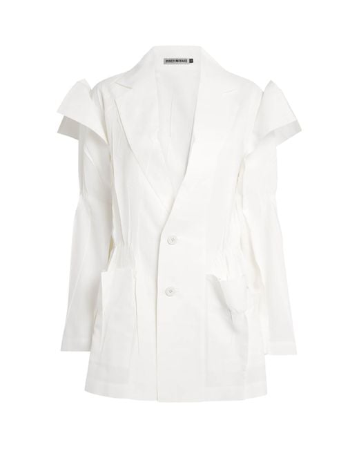 Issey Miyake White Crimped And Pressed Blazer
