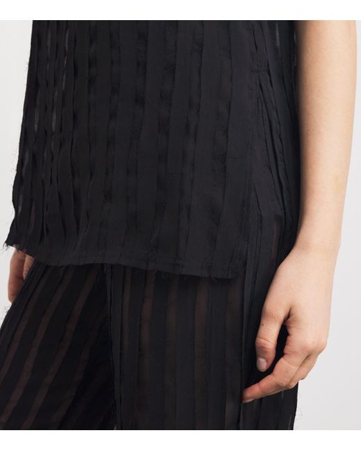 House of Dagmar Black Sheer Stripe Blouse