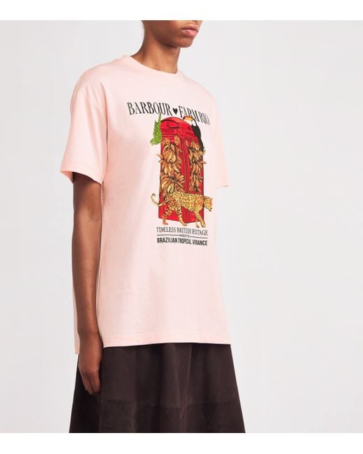 Barbour Pink X Farm Rio Cotton Maria Clara T-Shirt