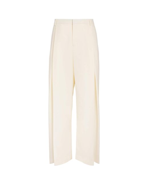 Casablanca White Wool Pleated Wide-Leg Trousers for men