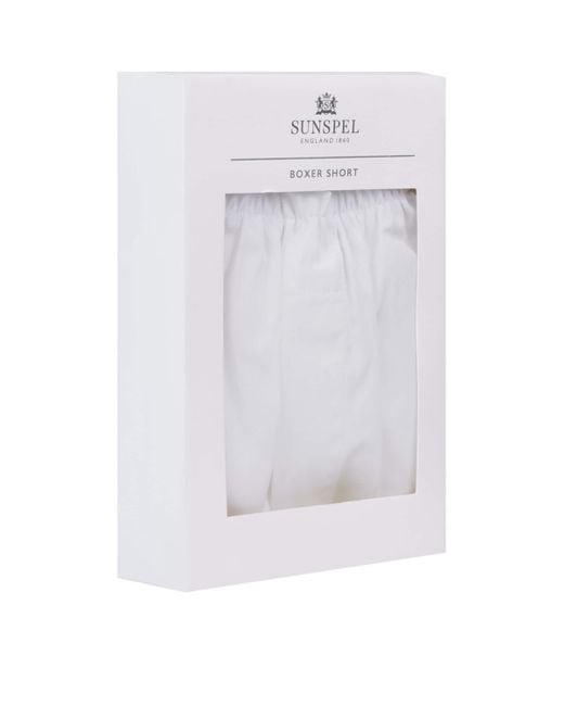 Sunspel White Cotton Boxer Shorts for men