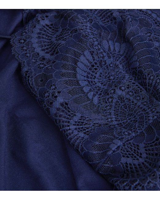 Eberjey Blue Lace-trim Mariana Chemise