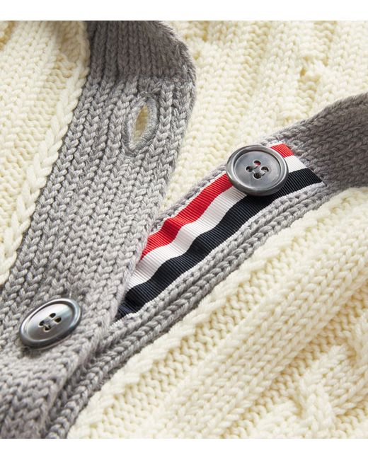 Thom Browne White Wool 4-Bar Cardigan