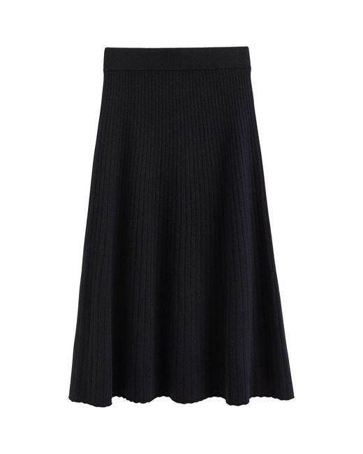 Chinti & Parker Black Recycled Wool-cashmere Midi Skirt