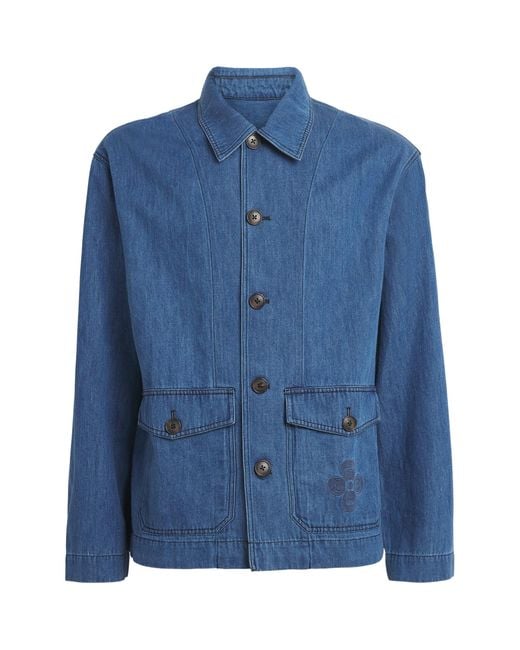Commas Blue Cotton-Hemp Chore Denim Jacket for men