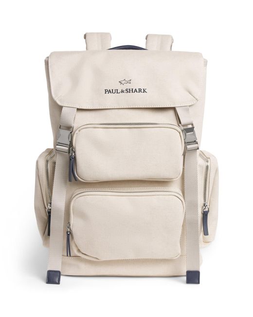 Paul & Shark White Cotton-Blend Canvas Backpack for men