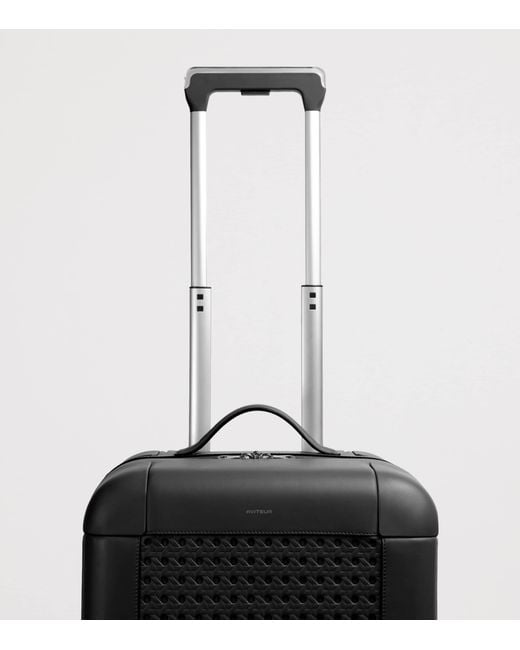 Aviteur Black Leather Carry-On Suitcase