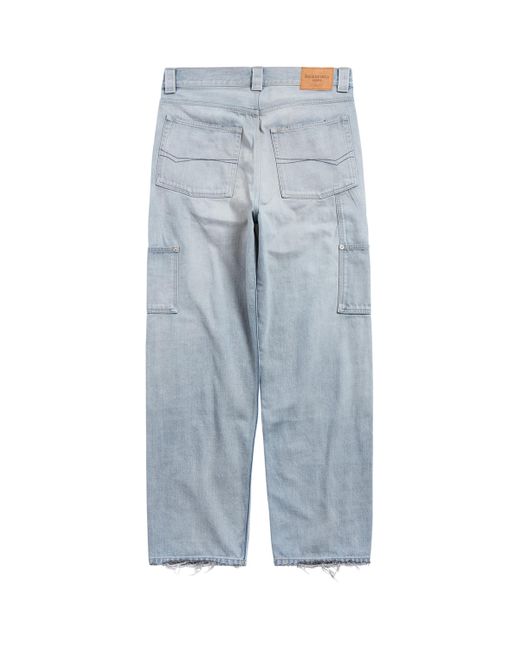 Balenciaga Blue Ripped-Off Wide-Leg Jeans