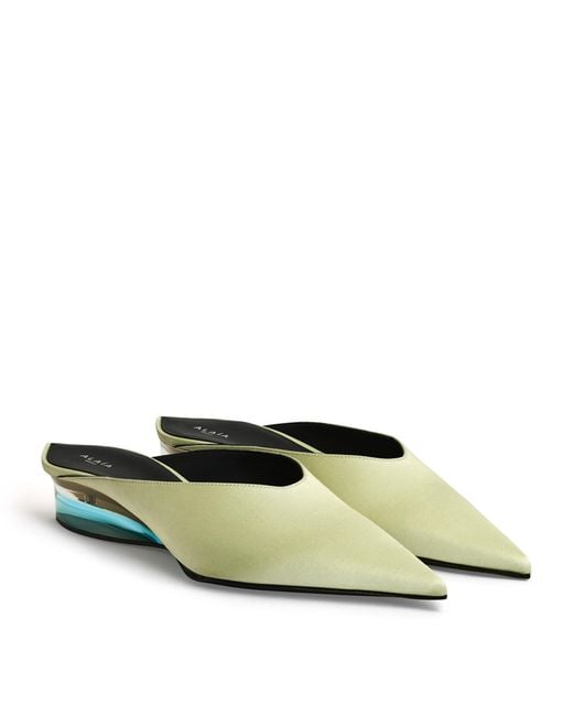 Alaïa Green Satin Invisible Wedge Mules 30