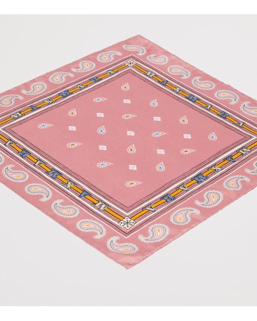 Max Mara Pink Silk Printed Scarf
