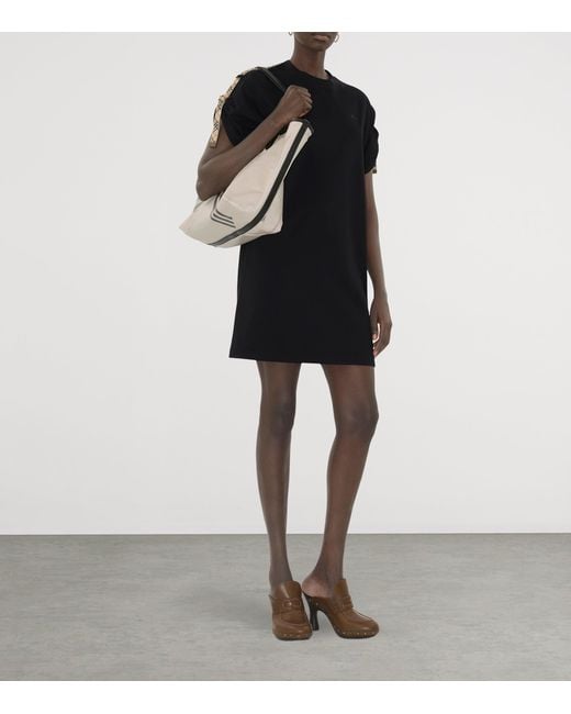 Burberry Black Cotton Check-Trim Mini Dress