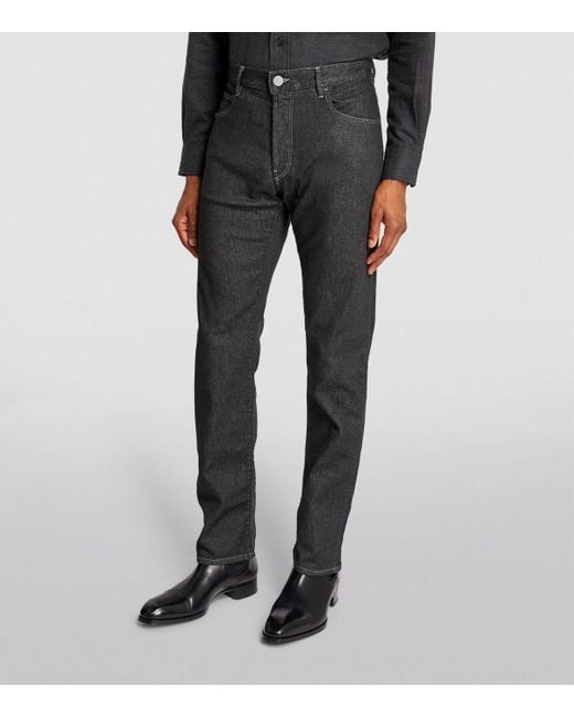 Giorgio Armani Gray Straight Mid-Rise Jeans for men