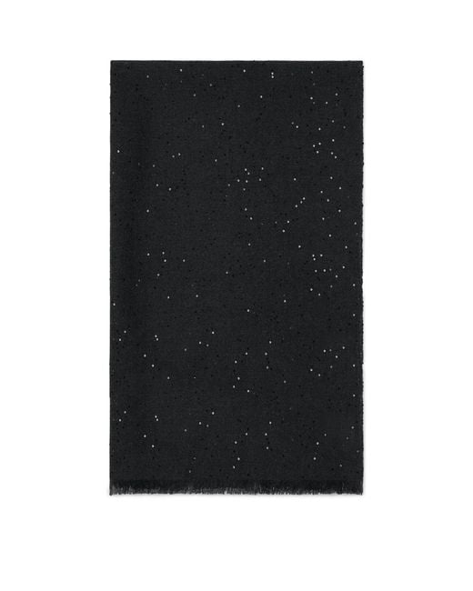 Brunello Cucinelli Black Cashmere-Silk Sequin Scarf
