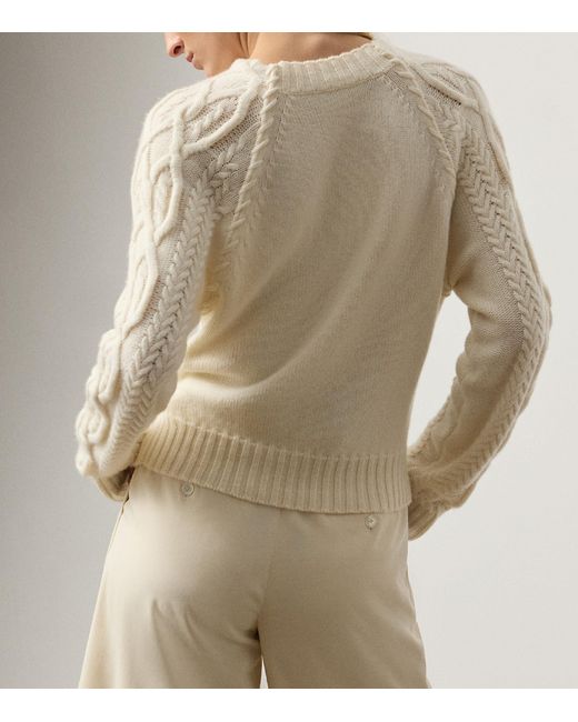 Ralph Lauren White Cashmere Cable-Knit Sweater
