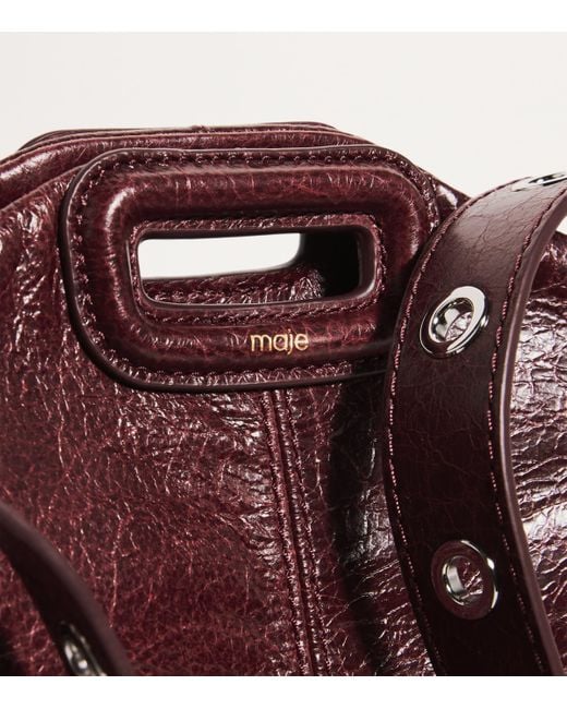 Maje Brown Leather Miss M Shoulder Bag