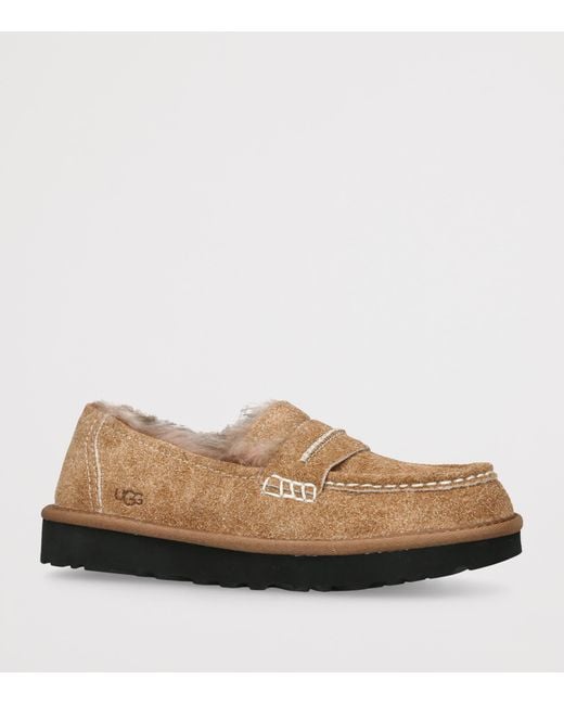 Ugg Brown Suede Fur-Lined Elise Loafers